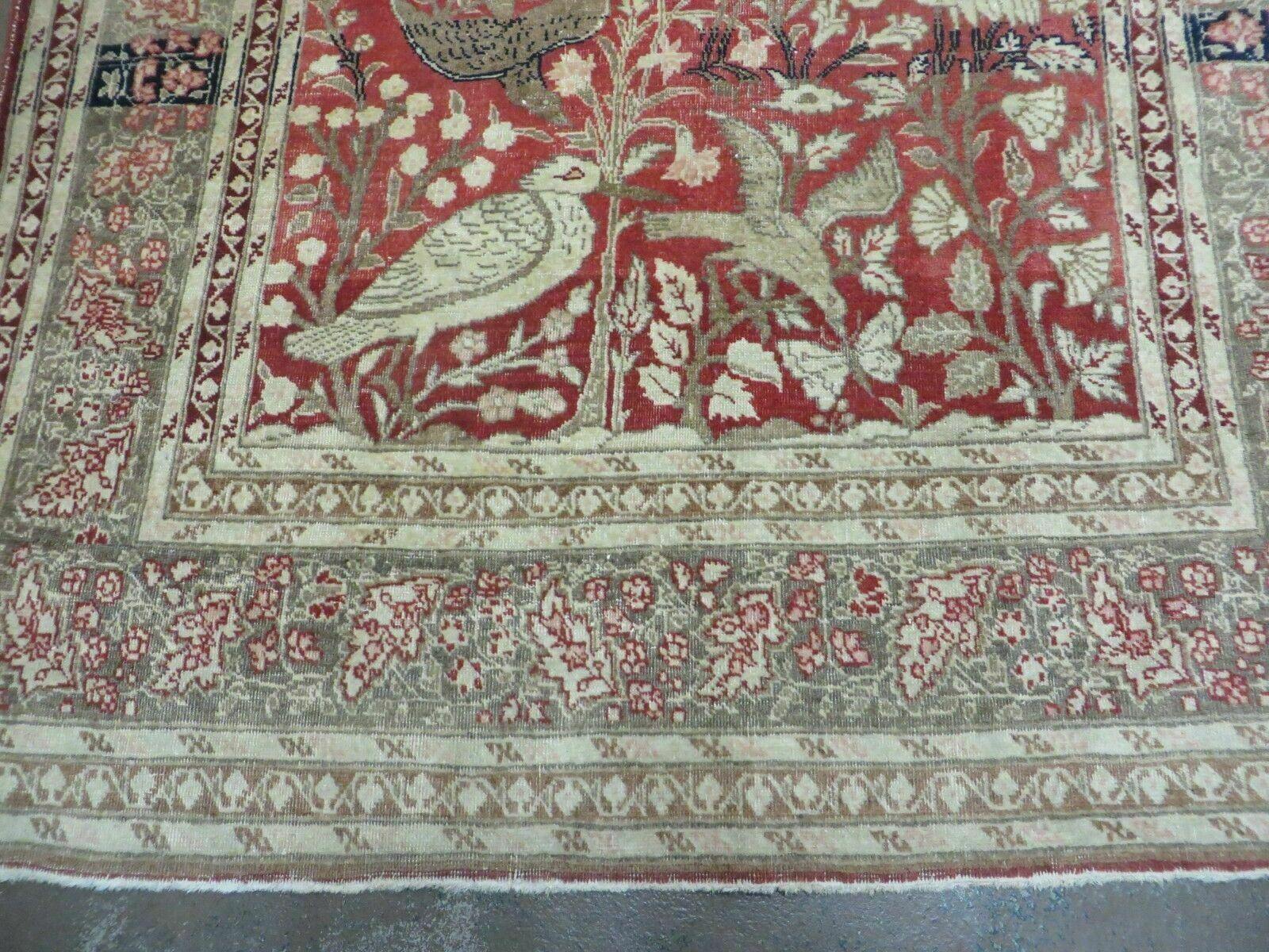 4' X 6' Antique Handmade Turkish Tree Of Life Oriental Wool Rug Birds Red - Nuvé