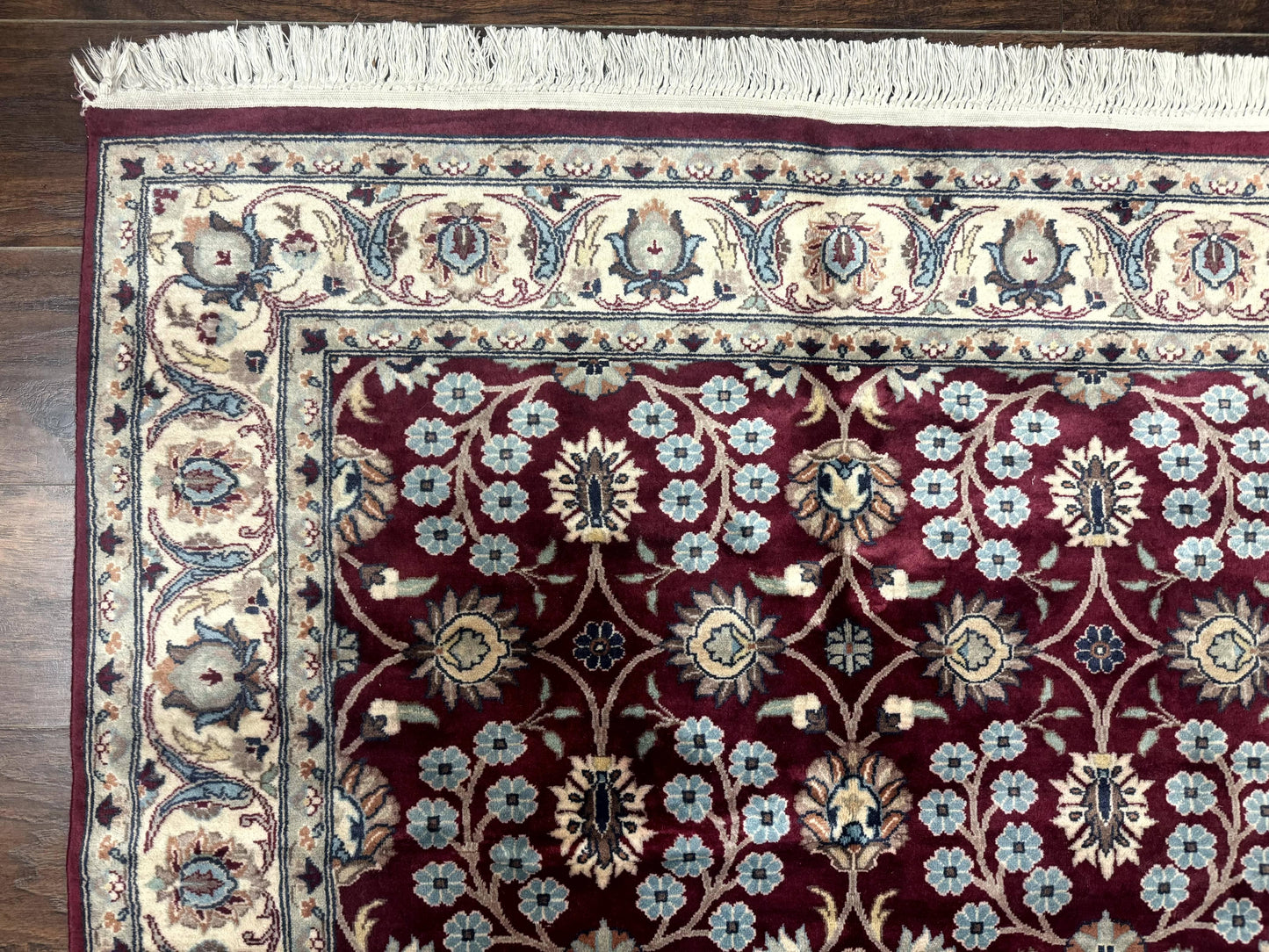 Pak Persian Rug 4x6, Floral Allover, Vintage Wool Carpet, Plum and Ivory - Nuvé