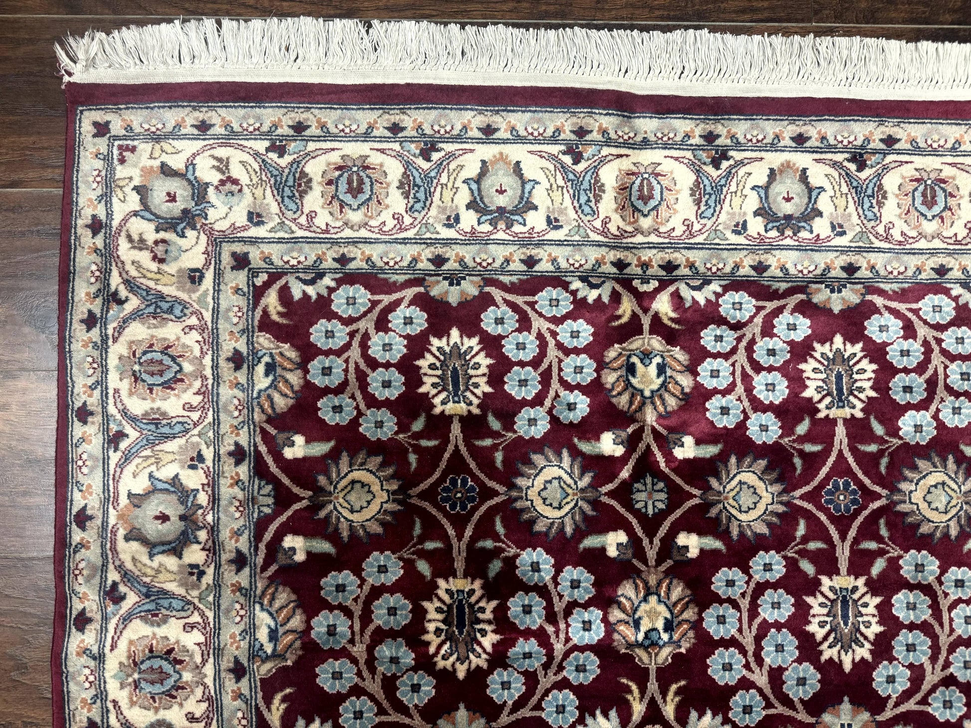 Pak Persian Rug 4x6, Floral Allover, Vintage Wool Carpet, Plum and Ivory - Nuvé