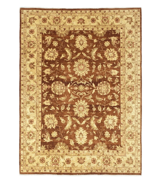 Indo Persian Rug 10x14, Mahal Sultanabad Oriental Carpet, Burnt Orange & Beige, Handmade Wool Area Rug
