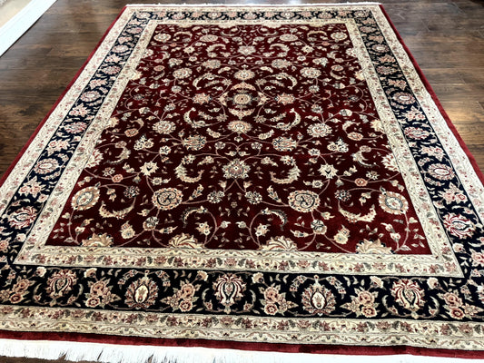 Maroon Persian Area Rug 8x10, Floral Allover, Pak Persian, Wool and Silk Highlights, Traditional Oriental Carpet - Nuvé