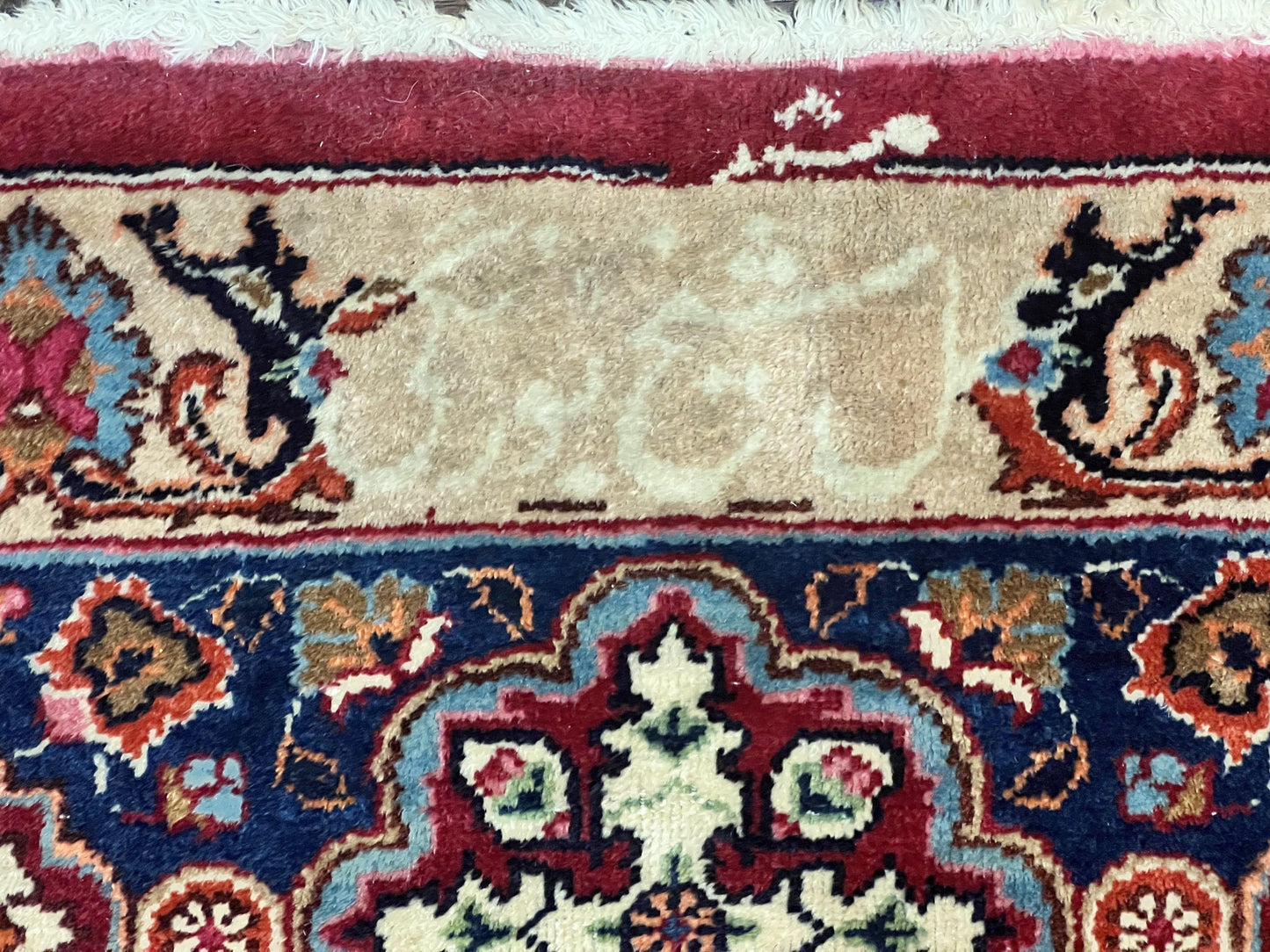 Signed Persian Mashad Rug 8x10, Wool Oriental Carpet, Semi Antique Rug, Hand Knotted, Traditional, Red, Floral Allover, - Nuvé