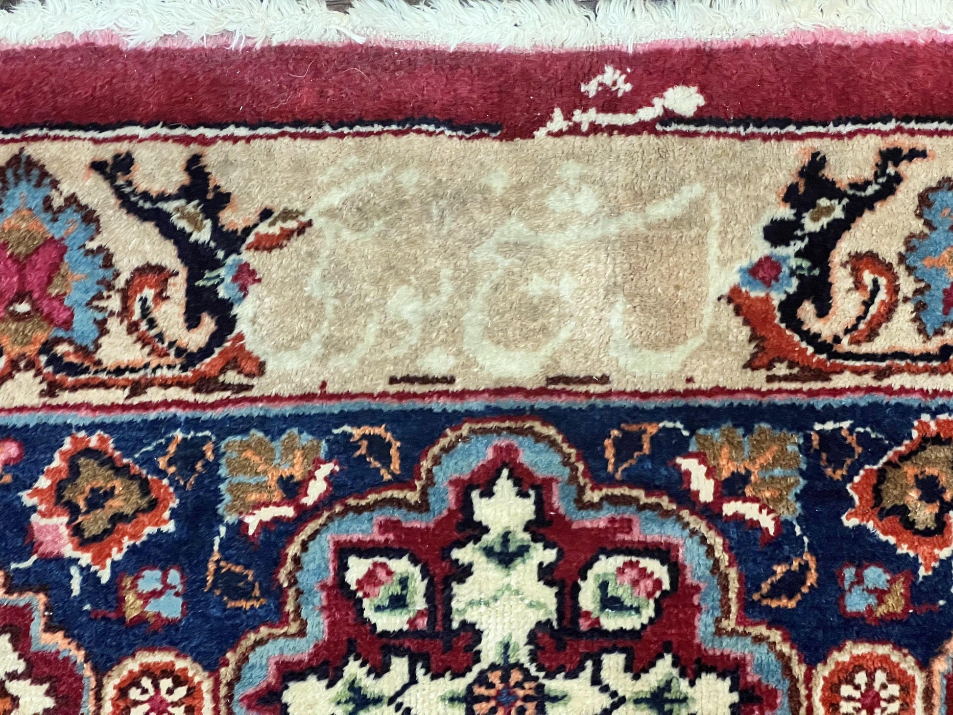Signed Persian Mashad Rug 8x10, Wool Oriental Carpet, Semi Antique Rug, Hand Knotted, Traditional, Red, Floral Allover, - Nuvé