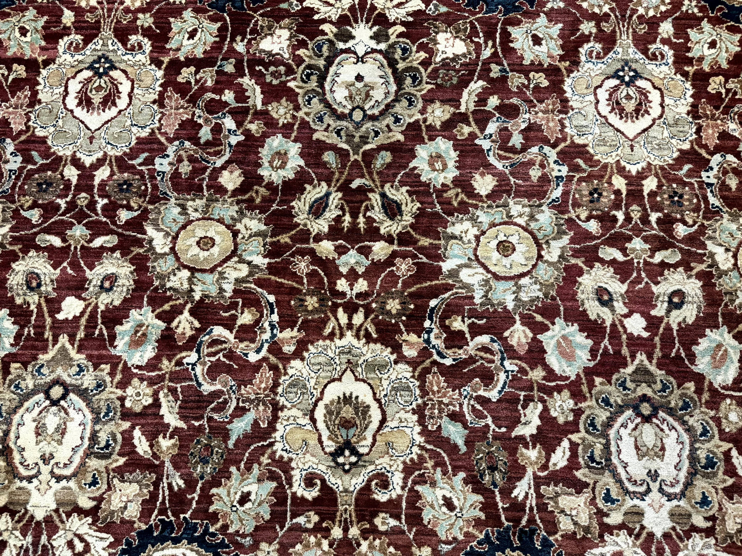 Palace Sized Indian Agra Rug 12x17, Wool Handmade Floral Allover Carpet - Nuvé