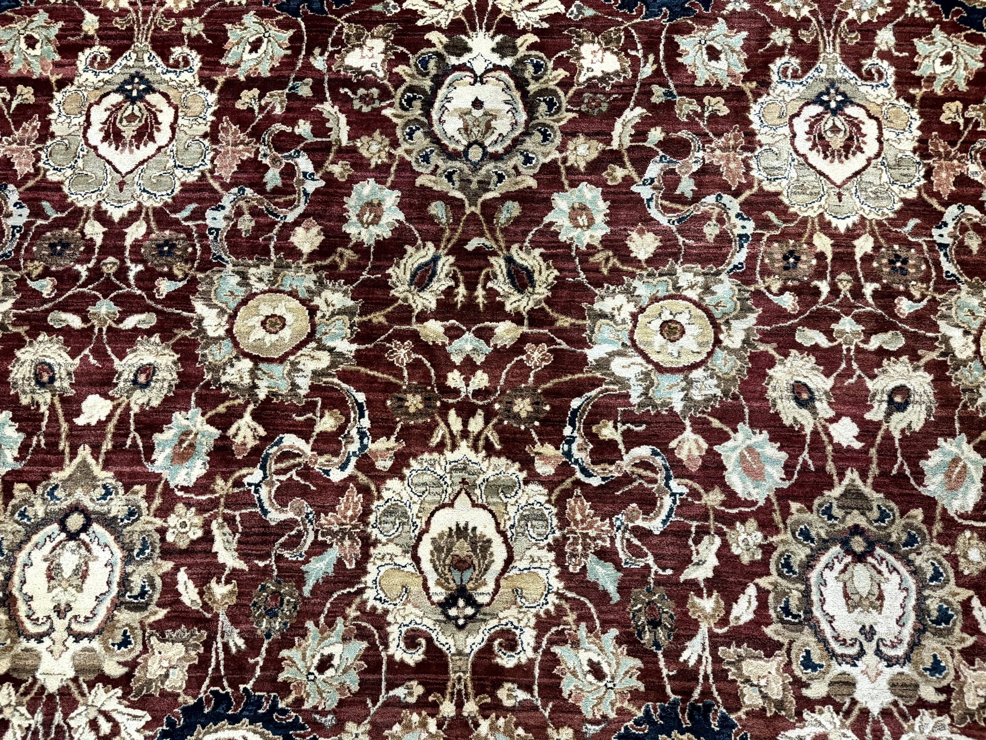 Palace Sized Indian Agra Rug 12x17, Wool Handmade Floral Allover Carpet - Nuvé