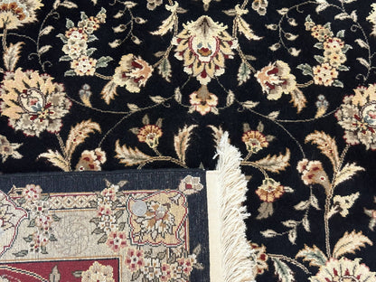 Sino Persian Rug 9x12, Fine Elegant Oriental Carpet 200 KPSI, Black and Dark Red, Allover Floral - Nuvé