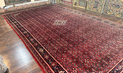 Large Persian Tribal Rug 11x17, Palace Sized Wool Handmade Vintage Carpet, Oversized Hand Knotted Rug, Red, Hamadan Dargazin Rug - Nuvé