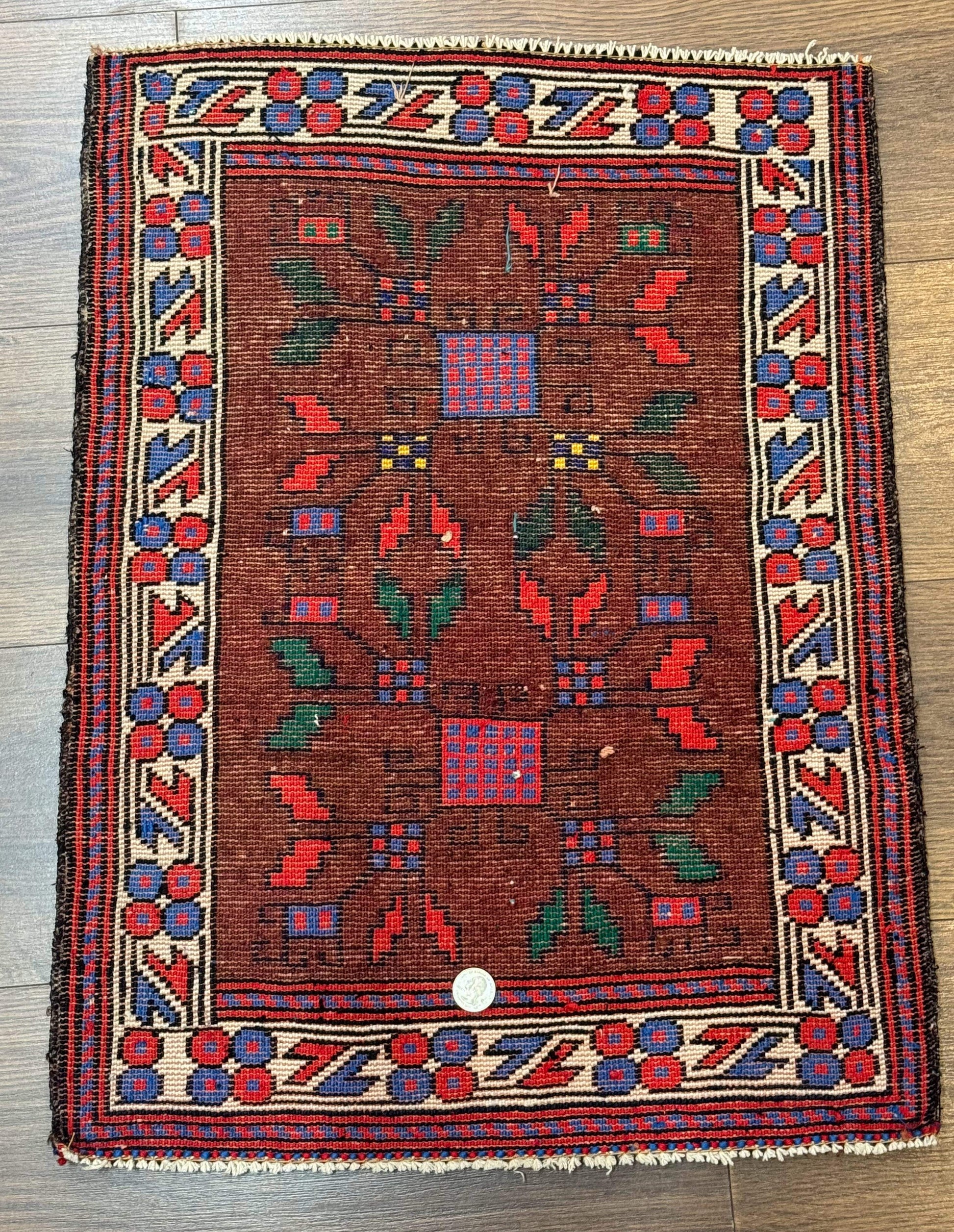 Small Persian Baluchi Rug, Tribal Rug, Brown, Multicolor - Nuvé