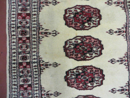2' 7" x 7' Handmade Finely Knotted Pakistani Turkoman Bokhara Detailed Wool Rug - Nuvé