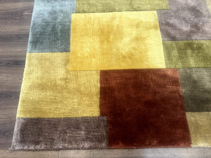Modern Tibetan Wool Rug 8x10, Multicolor, Thick Pile, Contemporary, Nepali, Handmade - Nuvé