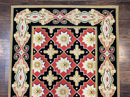 Vintage Runner Rug 3.5 x 14, Long Runner Rug, Stark Custom Made Carpet, European Design, Red Black Ivory Tan, Long Rug for Hallway - Nuvé
