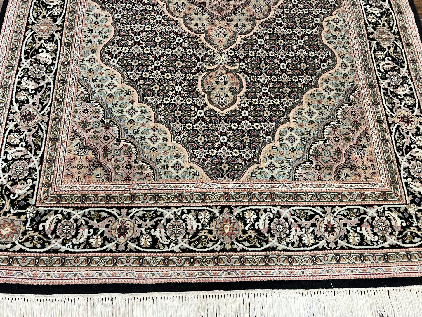 Sino Persian Rug 4x6, Fine Hand Knotted Carpet, Black, Wool, Vintage Rug 4 x 6, Herati Mahi, 300 KPSI - Nuvé