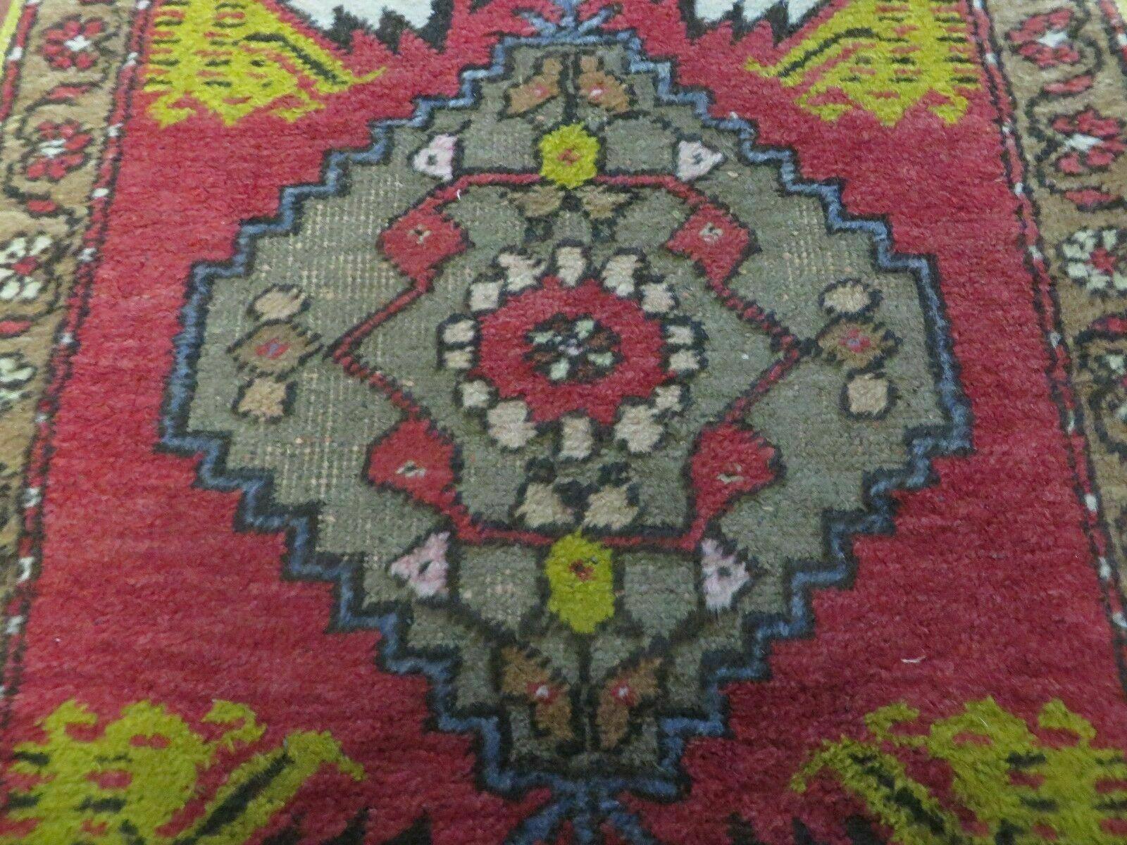 20" X 38" Antique Handmade Turkish Oushak Oshak Yastik Wool Rug Mat Turkey Nice - Nuvé