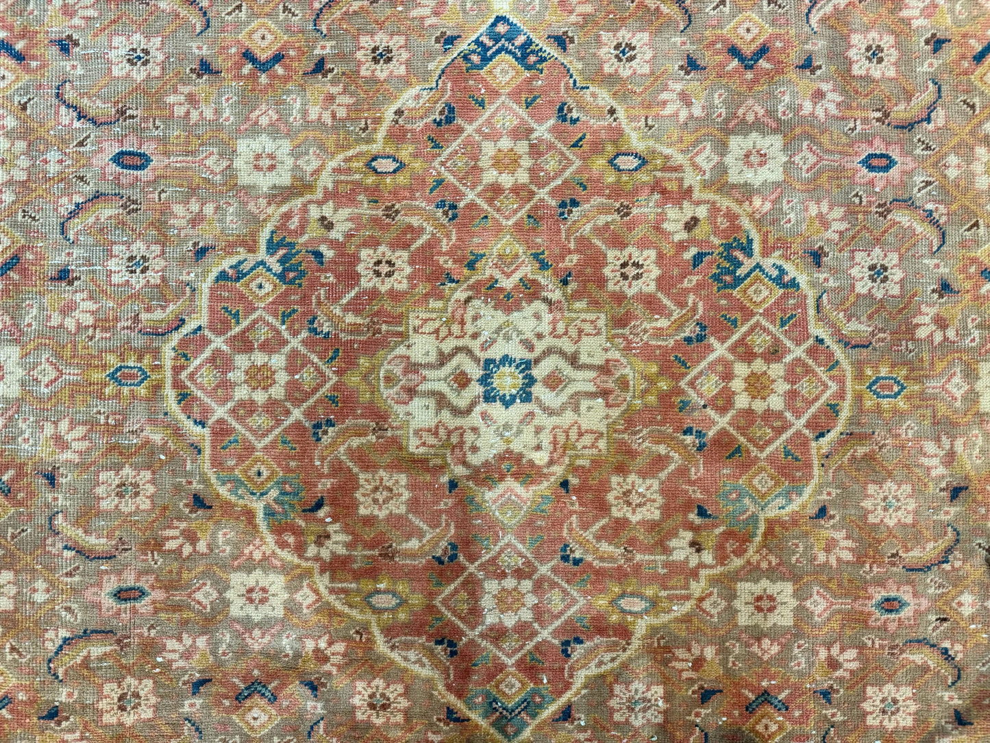 Antique Persian Tabriz Khoy Rug 8x10, Handmade Wool Carpet, Light Green Beige, Vintage Rug for Modern Home - Nuvé