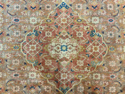 Antique Persian Tabriz Khoy Rug 8x10, Handmade Wool Carpet, Light Green Beige, Vintage Rug for Modern Home - Nuvé