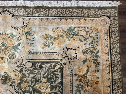 Aubusson Rug 8x10, Very Fine 225 KPSI, Floral, French European Design, Pakistani Carpet - Nuvé