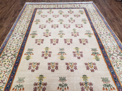Tufenkian Rug 5.9 x 8.6, Tibetan Nepalese Rug, Hand Knotted, Soft Shiny Wool, Repeated Motifs, Contemporary Modern, Area Rug 6x9, Vintage - Nuvé