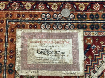 Antique Persian Qashqai Runner Rug 3 x 13 ft, Tribal Runner, Geometric Medallions, Red Ivory Blue, Wool - Nuvé