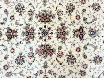 Sino Persian Rug 9x12, Floral Allover Design, 170 KPSI, Ivory and Dark Maroon - Nuvé