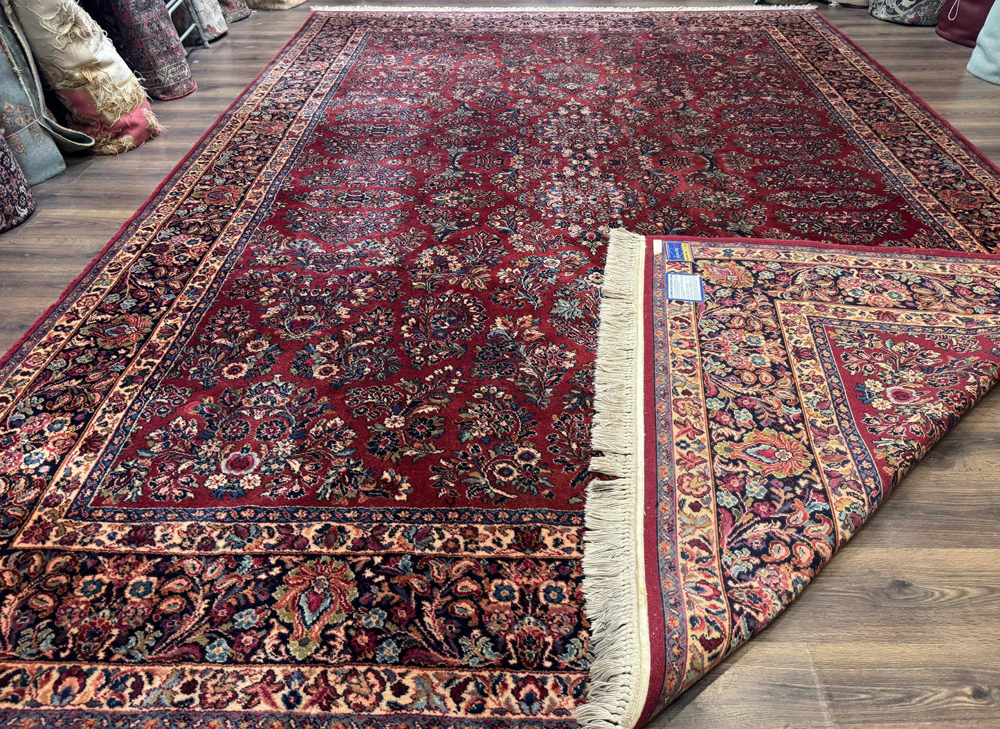 Karastan Rug 10x14, Red Sarouk #785, Wool Original 700 Series - Nuvé