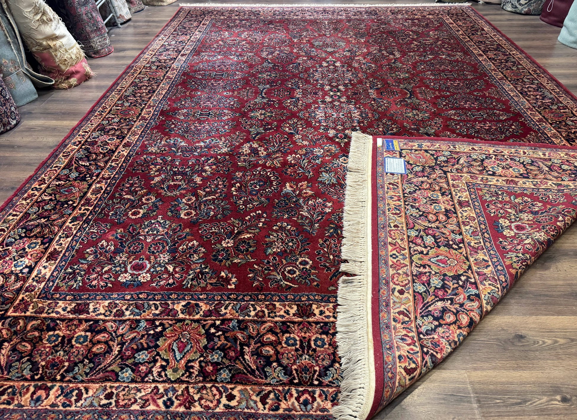 Karastan Rug 10x14, Red Sarouk #785, Wool Original 700 Series - Nuvé