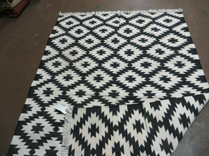 4' X 6' Hand Woven Wool Rug Contemporary Kilim Dhurrie Modern Oriental Area Rug