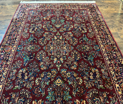 5.9 x 9 Karastan Rug Red Sarouk Rug #785, 100% Wile Pile Carpet, Original 700 Series, Vintage - Nuvé