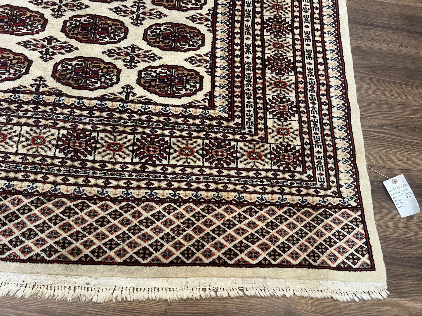 Pakistani Turkoman Rug 6x9, Cream and Red Hand Knotted Wool Oriental Carpet, Yamud Rug, Tribal Rug 6 x 9, Bohemian Area Rug, Bokhara Rug - Nuvé