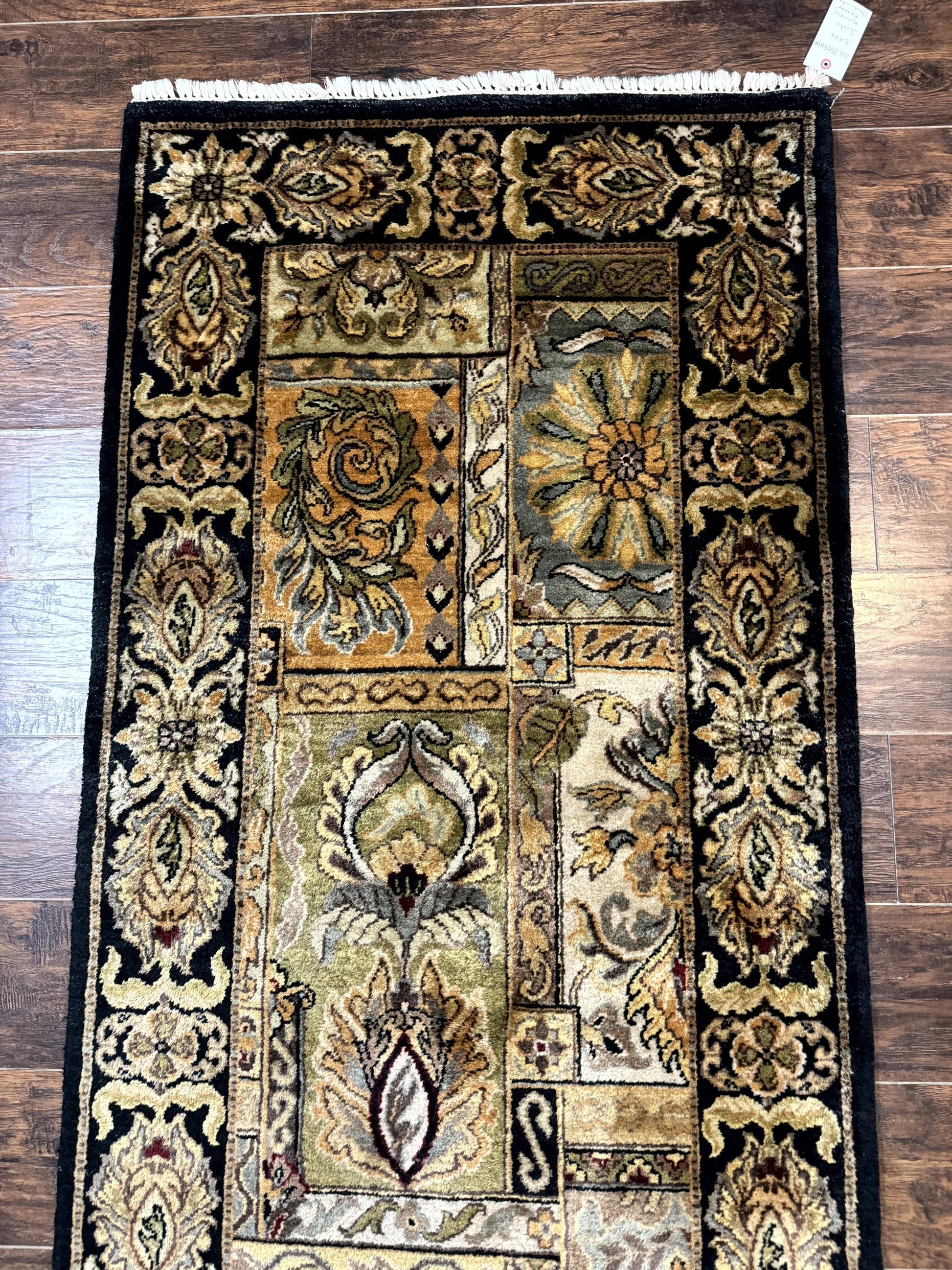 Indian Runner Rug 3x14, Panel Design, Oriental Carpet for Hallway - Nuvé