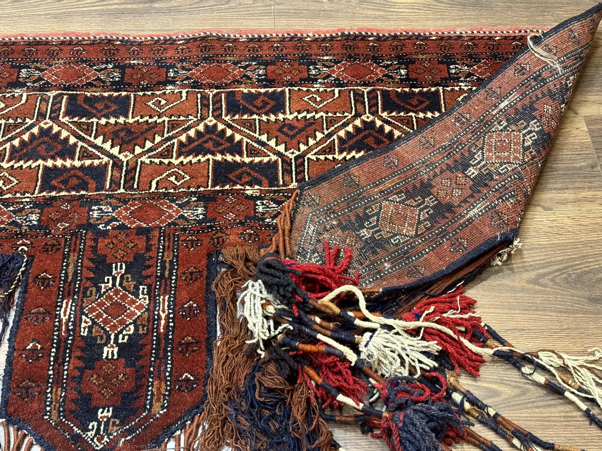 Antique Afghan Beshir Tent Header Textile Rug, Tribal Collectible, Wool - Nuvé