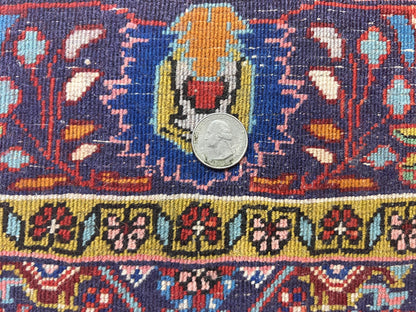 Persian Bidjar Rug 4x6, Handmade Oriental Carpet, Fine Weave, Herati Mahi Pattern, Vintage, Red, 300 KPSI - Nuvé
