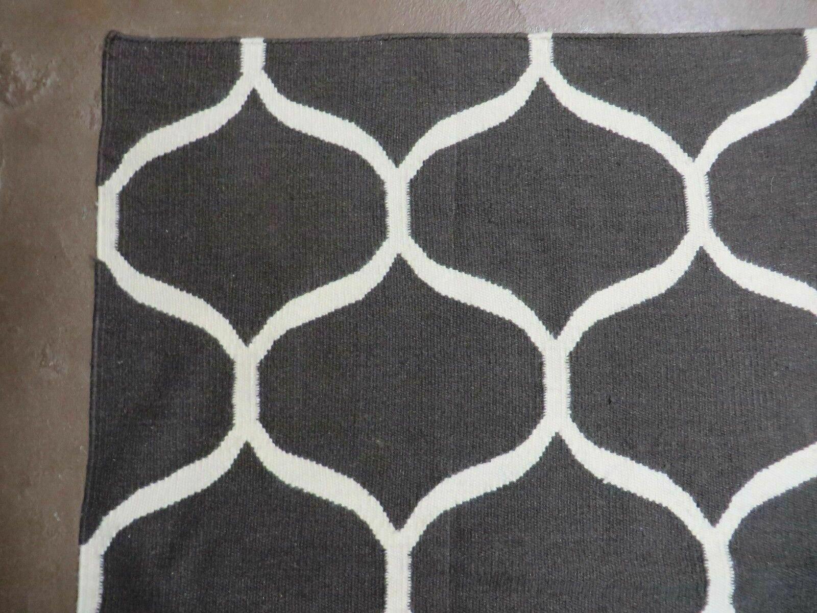 5' X 8' Modern Contemporary Hand Made Flat Weave Wool Rug Veg Dyes Nice - Nuvé