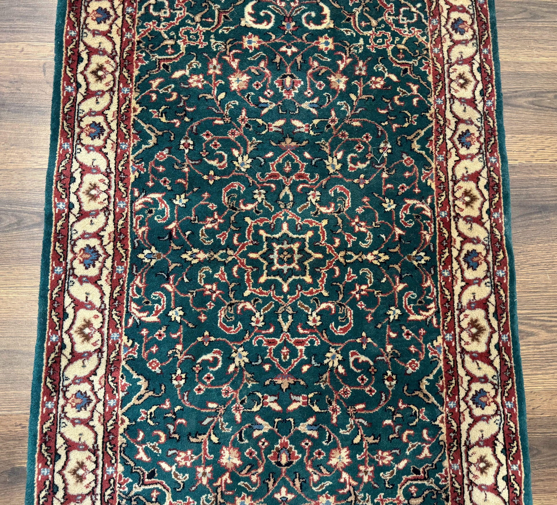 Dark Green Indo Persian Rug 2.5 x 4, Hand Knotted Wool Small Oriental Carpet - Nuvé
