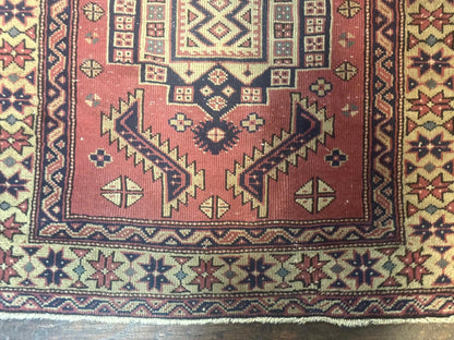 Antique Turkish Sparta Rug 3x6, Geometric Caucasian Kazak Pattern, Handmade - Nuvé