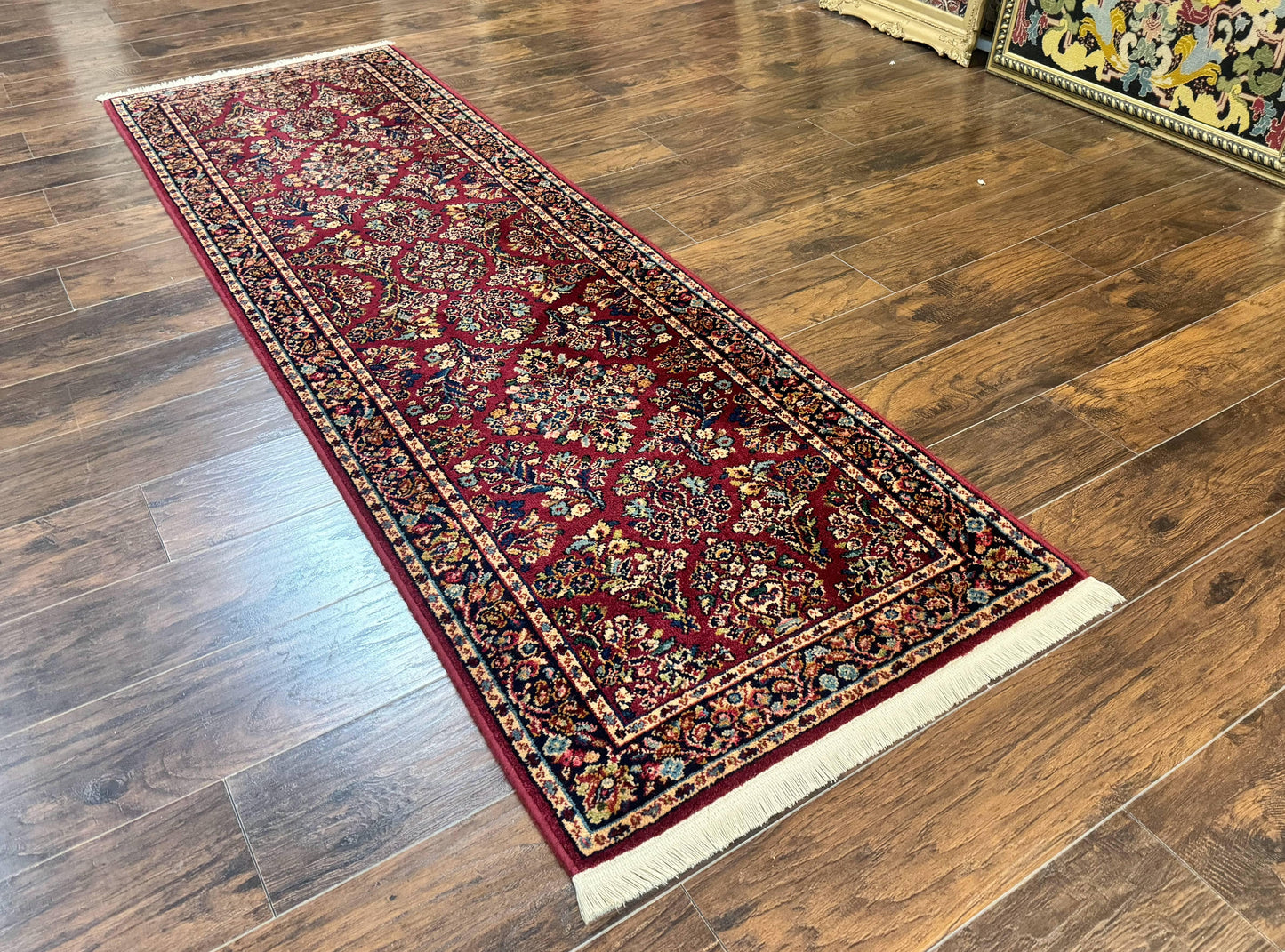 Karastan Runner Rug 2.6 x 8.6, Red Sarouk #785, Original 700 Series, Wool Karastan Runner Rug, Rare - Nuvé