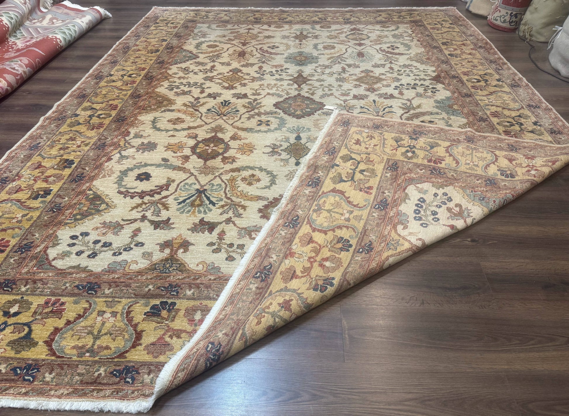 Egyptian Rug 9x12, Mahal Sultanabad Carpet, Handmade Wool Rug, Oatmeal Color - Nuvé