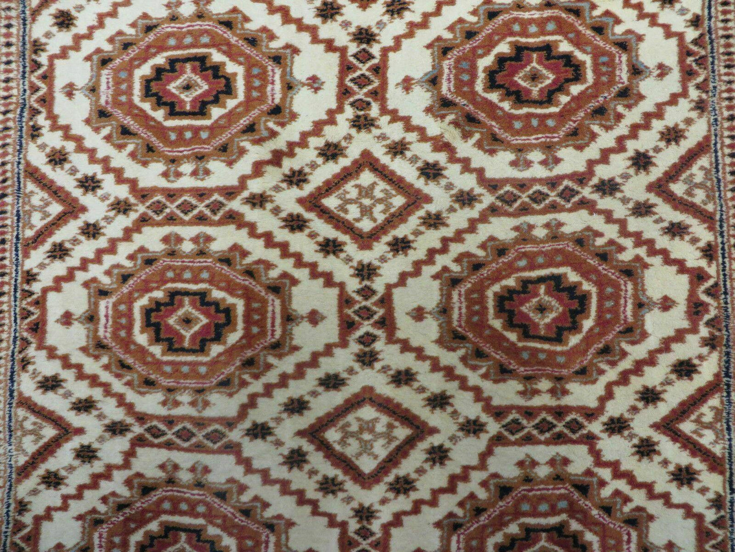 4' X 7' Vintage Handmade Pakistani Turkoman Bokhara Balouch Woven Wool Rug Ivory - Nuvé