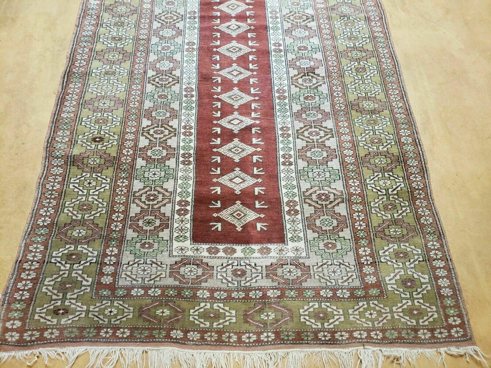 4' X 8' Antique Handmade Turkish Melas Oushak Wool Rug - Nuvé