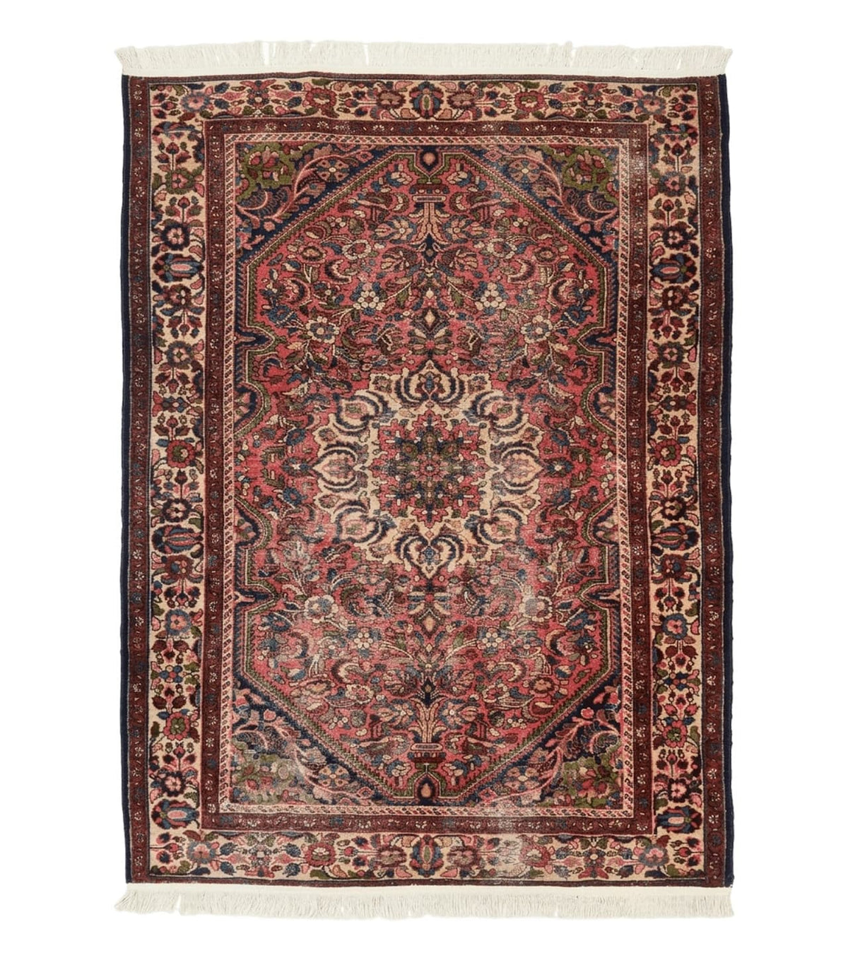 Antique Persian Malayer Rug 4'7" x 6'6" – 1920s Tribal Red Wool Carpet
