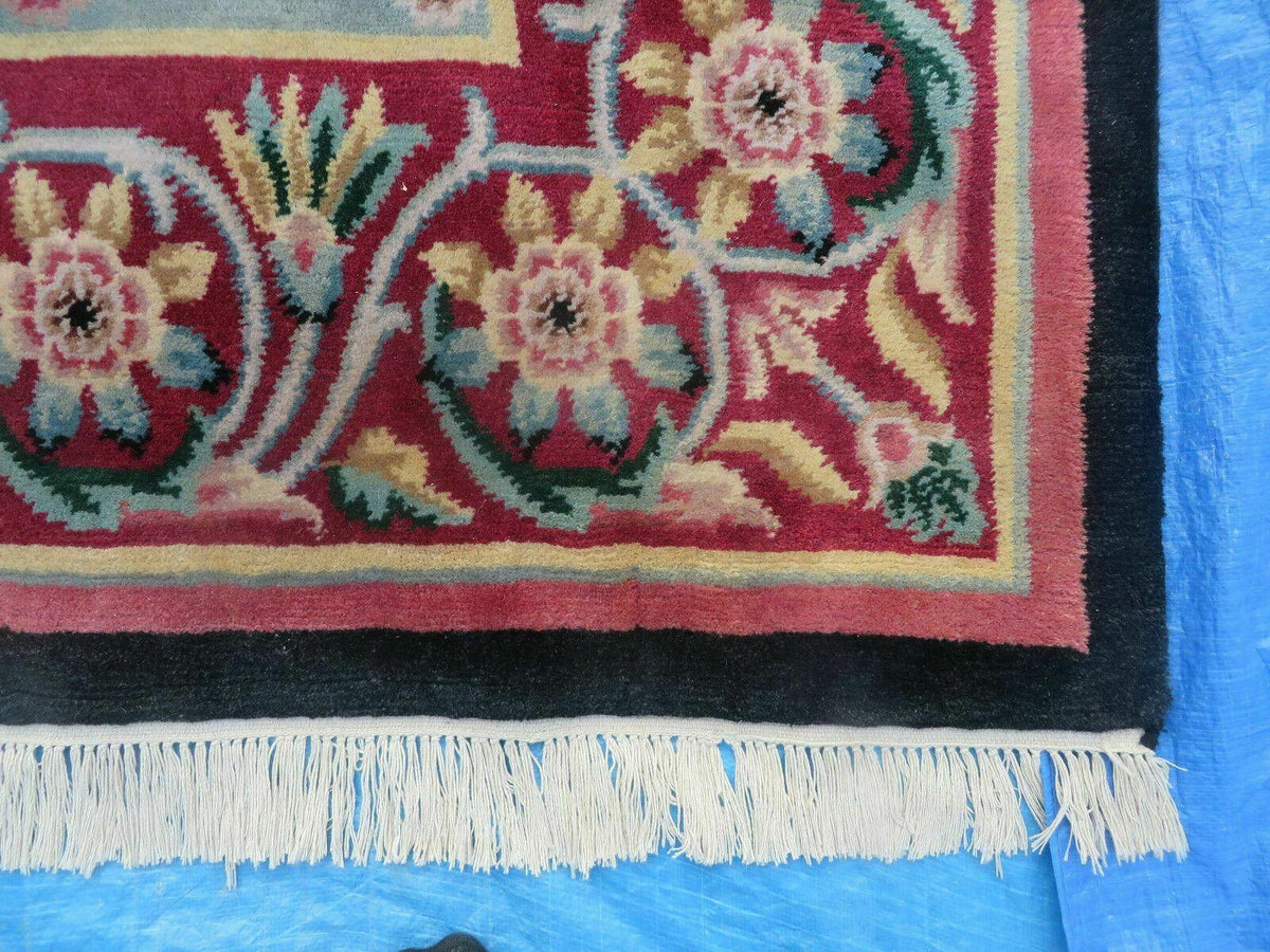 9' X 12' Decorative Chinese Aubusson Hand Knotted Pile Wool Rug Black Nice