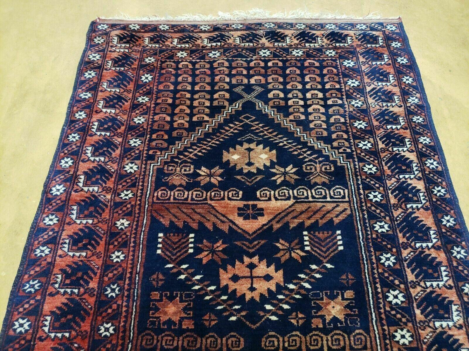 3' 4" X 5' 6" Vintage Handmade Pakistan Balouchi Balouch Tribal Wool Rug Nice - Nuvé