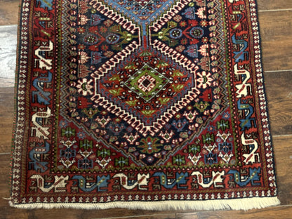 Persian Tribal Runner Rug 2.6 x 20 ft, Antique Persian Shiraz Carpet for Hallway, Colorful Navy Blue - Nuvé