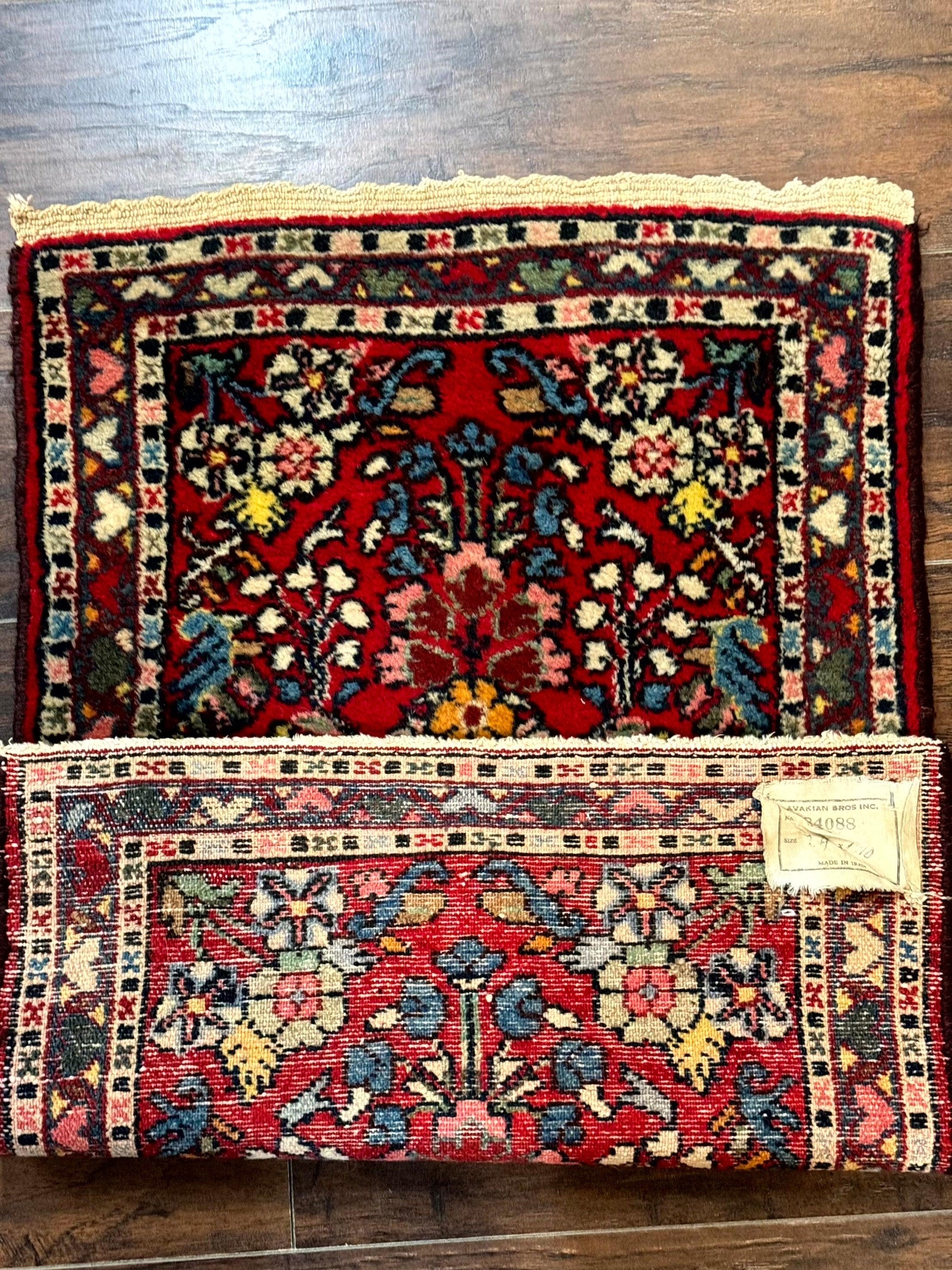 Small Persian Tribal Rug 2x3, Red Colorful Small Hamadan Carpet, Antique Persian Rug - Nuvé