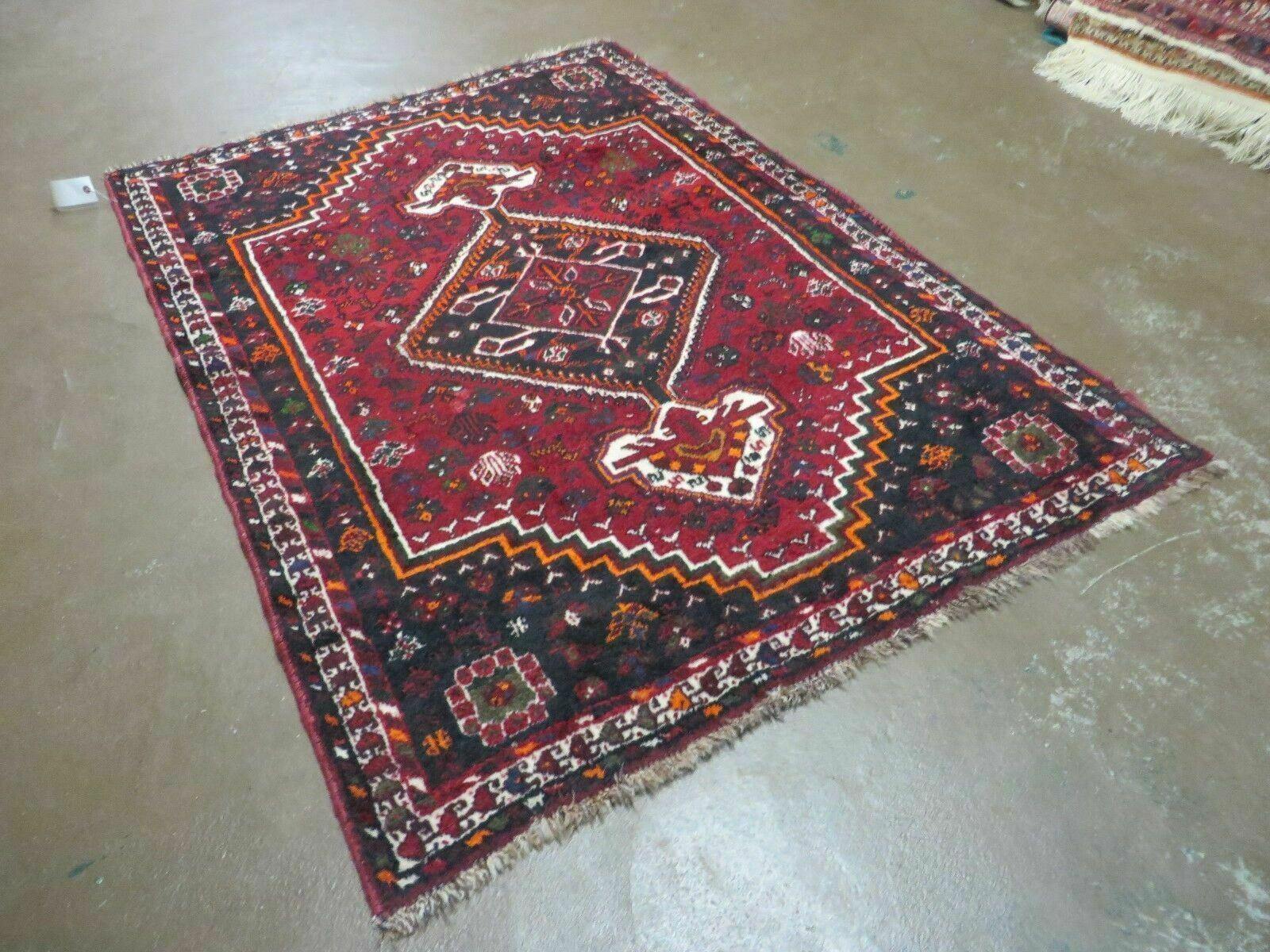 4' X 6' Antique Handmade Turkish Wool Veg Dyes Rug Organic Red Nice M10 - Nuvé