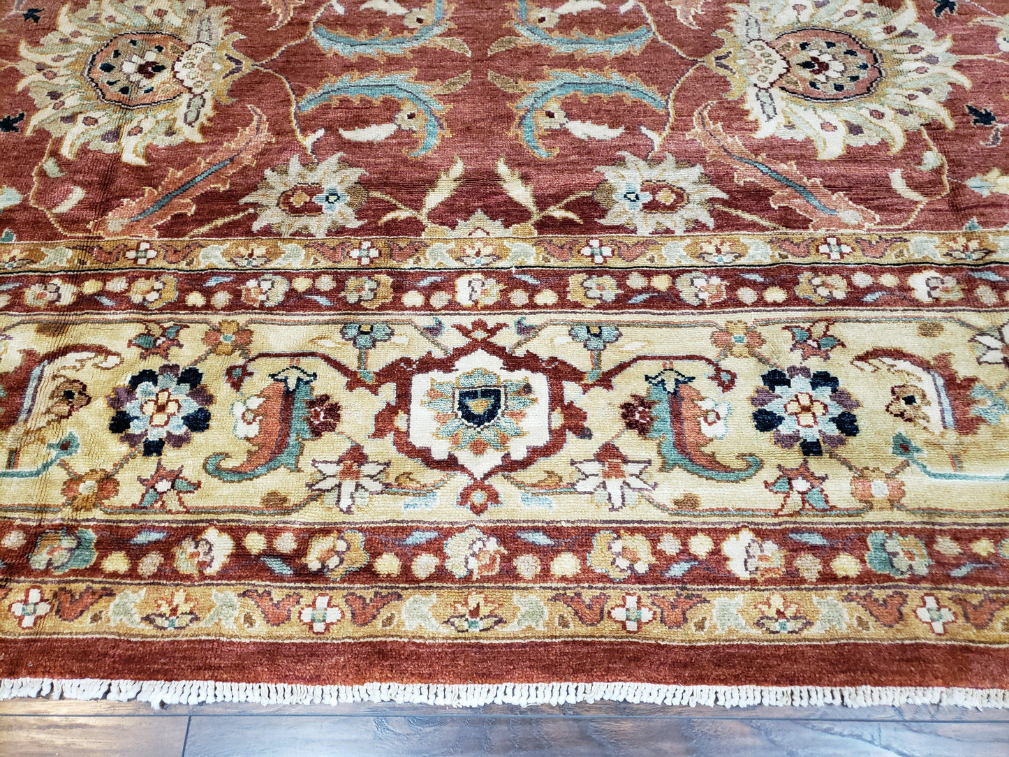 Safavieh Room Sized Rug 10x14, Wool Hand-Knotted Auburn Red & Light Gold Egyptian Mahal Oriental Carpet, 10 x 14 Large Living Room Rug - Nuvé