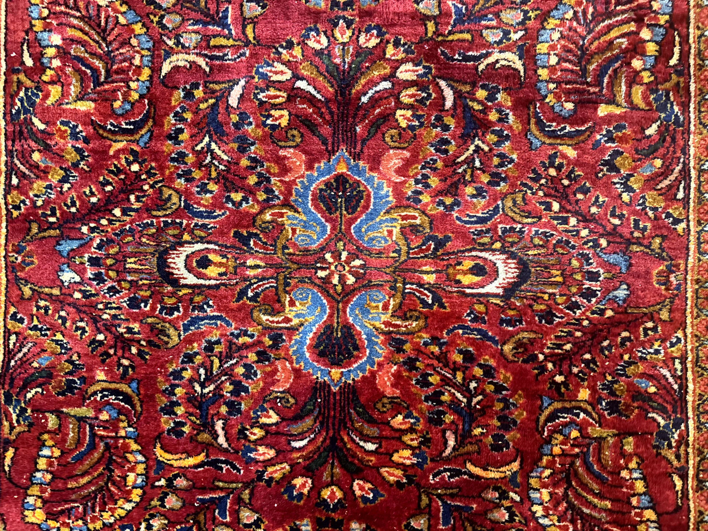 Persian Lilihan Rug 5x6, Red, Floral, Antique Persian Carpet - Nuvé