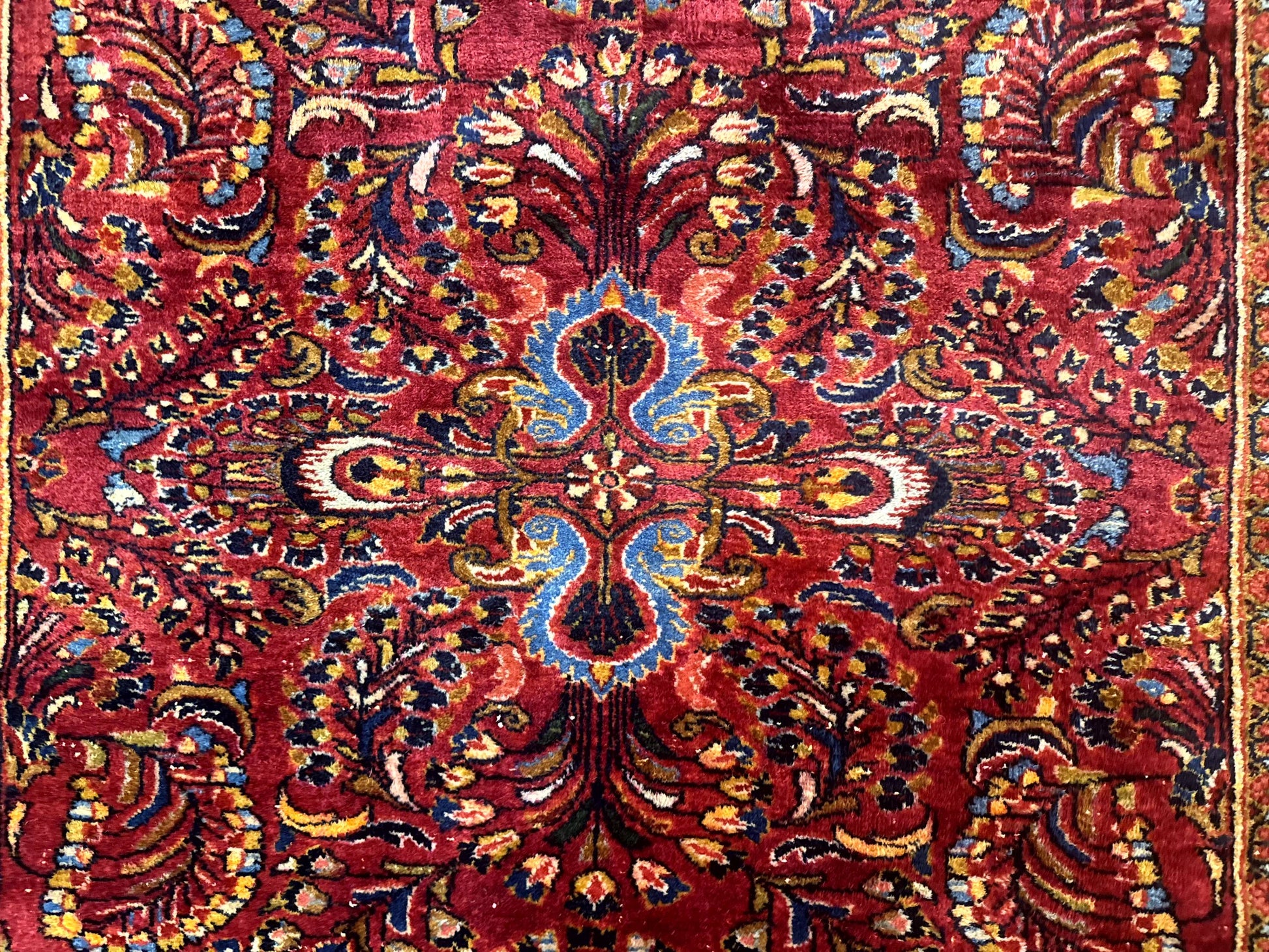 Persian Lilihan Rug 5x6, Red, Floral, Antique Persian Carpet - Nuvé