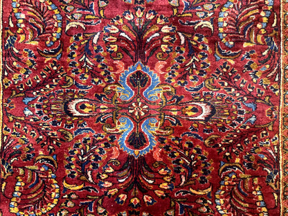 Persian Lilihan Rug 5x6, Red, Floral, Antique Persian Carpet - Nuvé