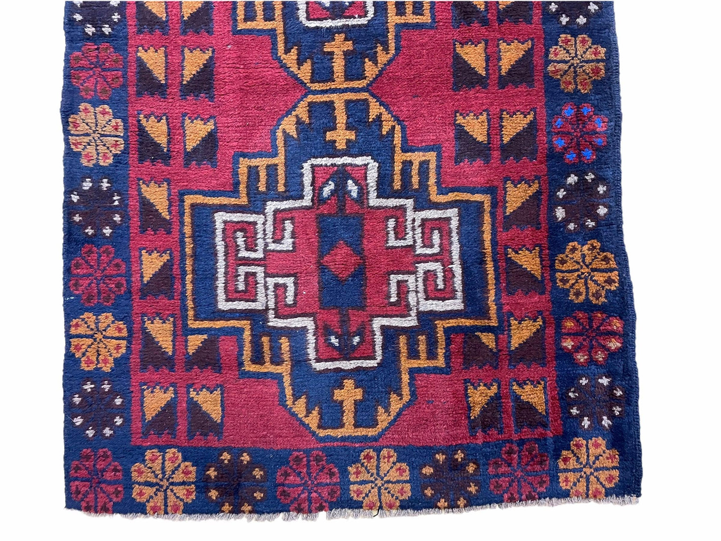 3 X 4.3 Vintage Handmade Tribal Wool Rug Balouch Rug Afghan Rug Red Blue Nice - Nuvé