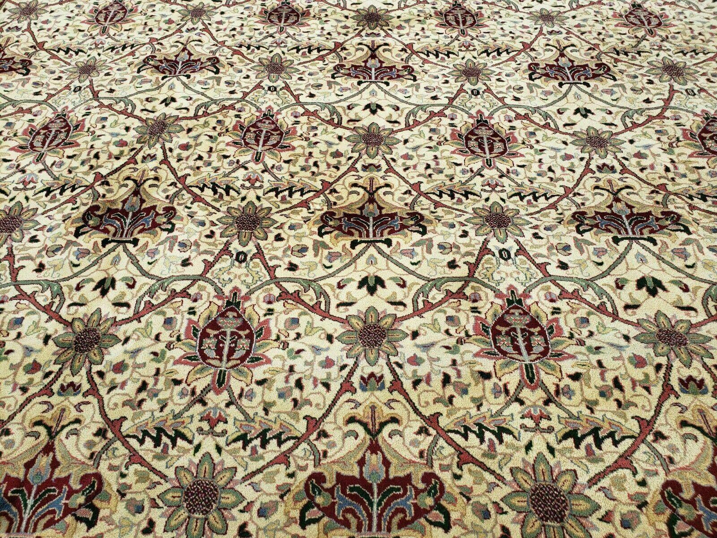 12' X 18' One-of-a-Kind Indian Agra Hand-Knotted Wool Rug Handmade Organic Dyes - Nuvé